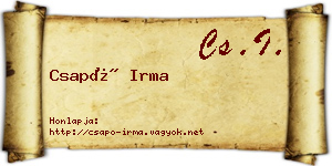 Csapó Irma névjegykártya